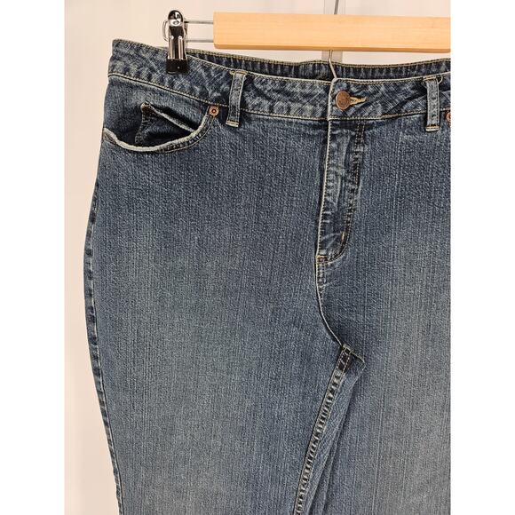 Caslon Women's Blue Button Closer Mid Rise Straight Leg Zip Up Jean Size 16 - Picture 2 of 4